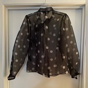 White House Black Market sheer blouse size XL